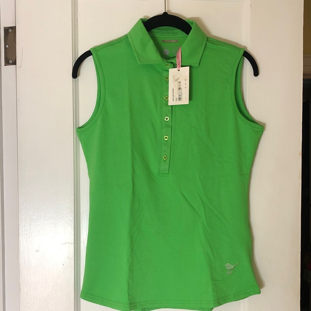 Women’s Sleeveless Polo Tank Top in Lime Green